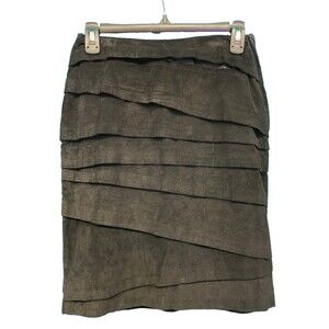 I.O.U Skirt Pencil Knee 100% Suede Size 8 Vtg 80s Career Office Preppy New